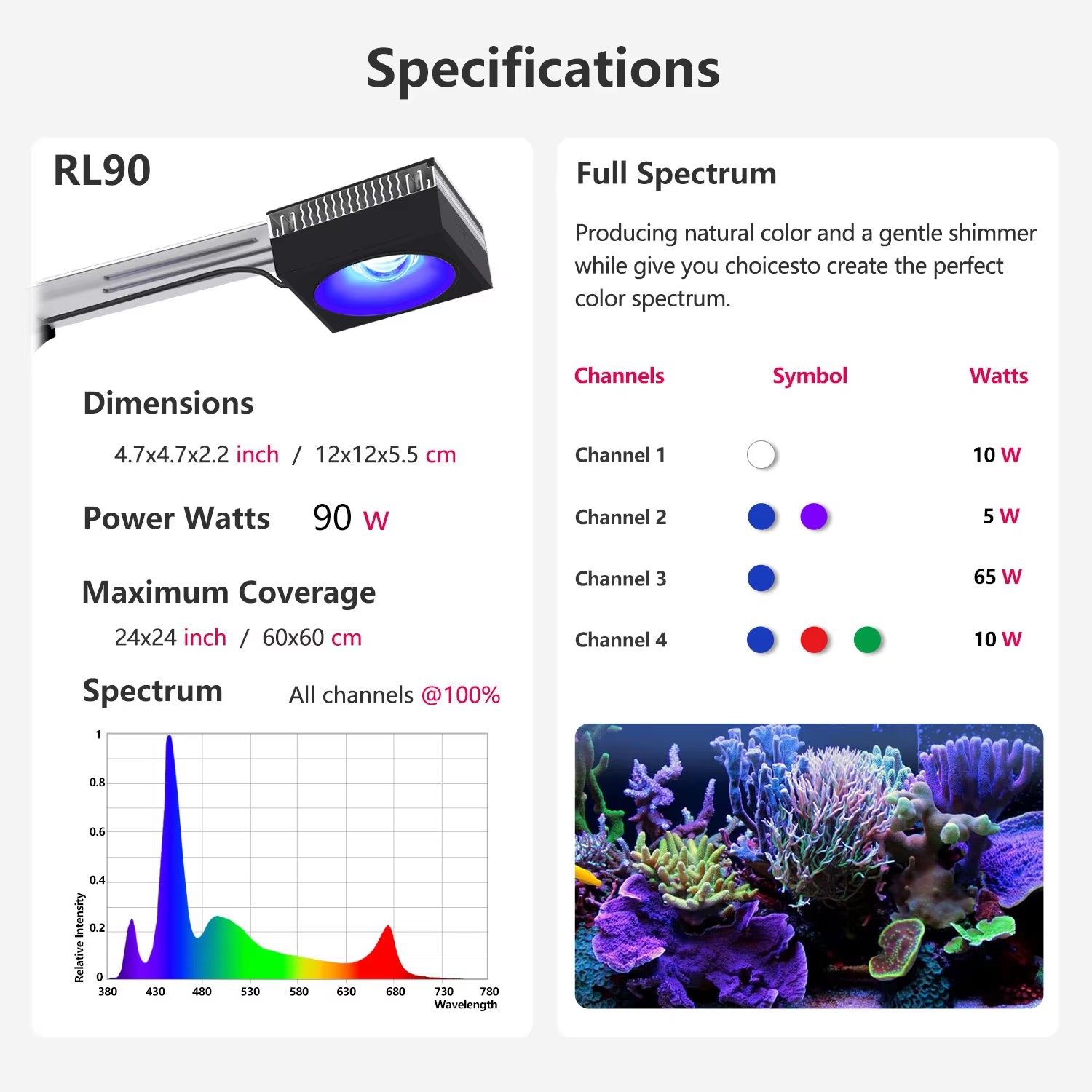 팝블룸 RL90 WiFi 리프 수족관 조명 100W,  - Aquarium Marine Fishes 리뷰 및 가격